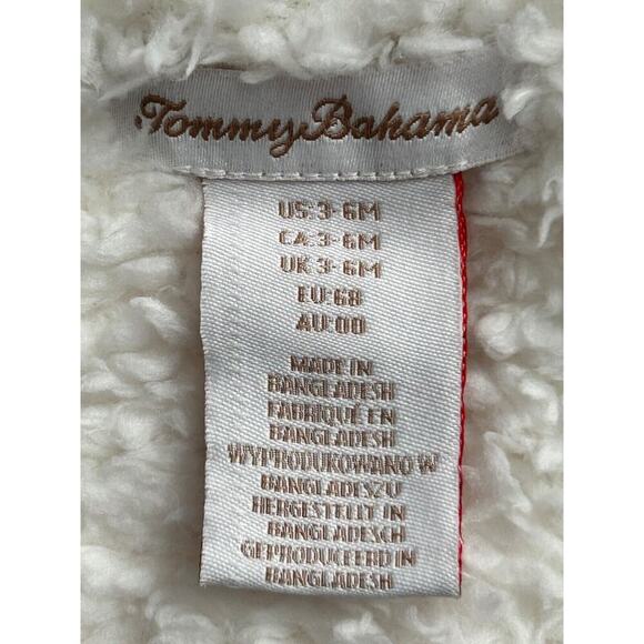 Tommy Bahama Sweater Jacket Size 3-6M Pink Herringbone Sherpa Lined Bunny Ears - Picture 8 of 10